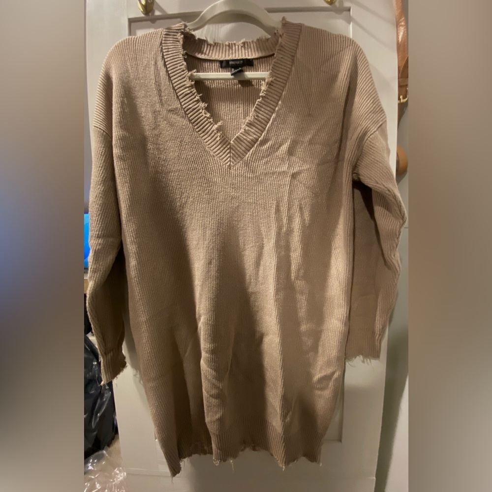 Forever 21 Tan V-Neck Sweater